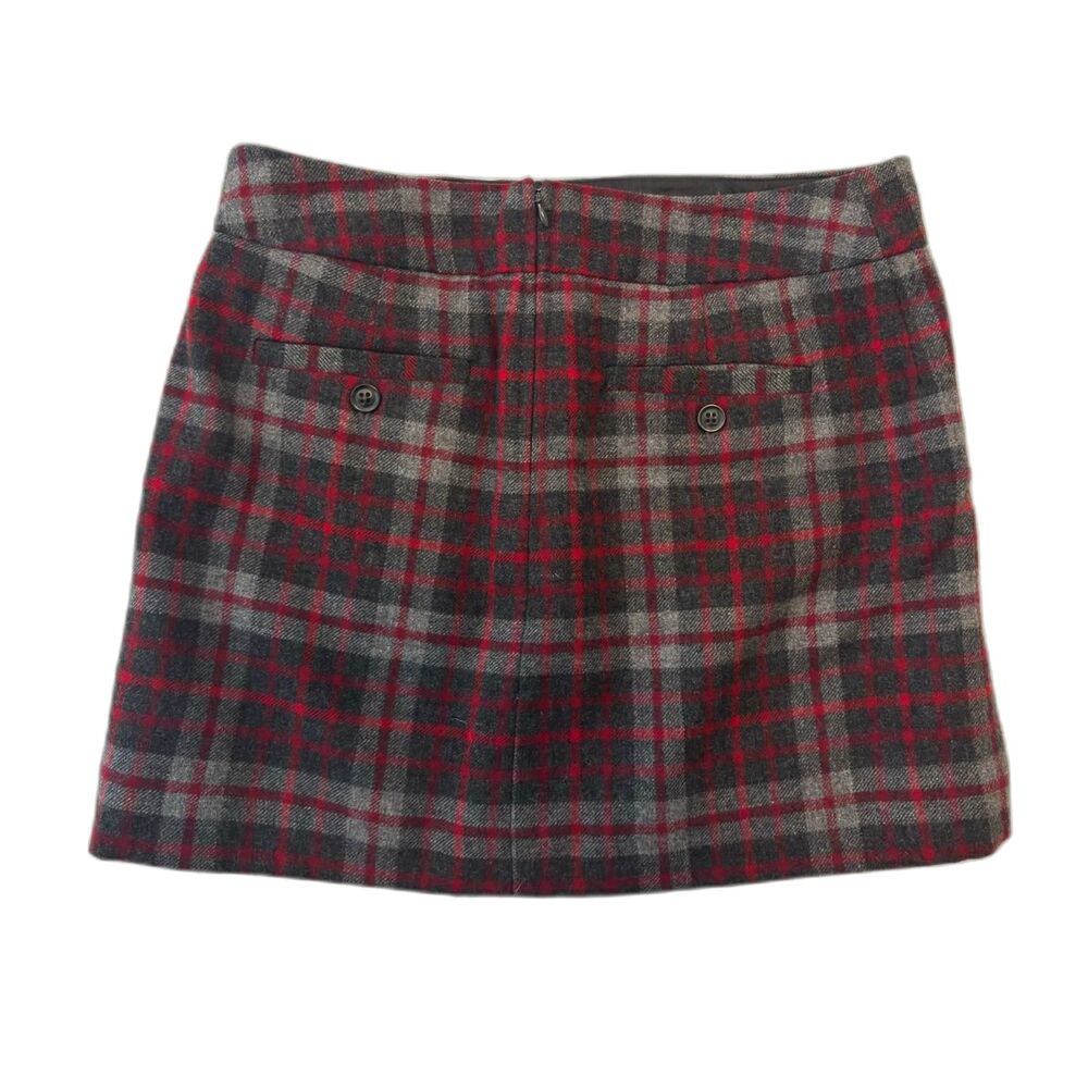 Gap Vintage Plaid Wool Blend Mini Skirt Red & Grey Size10 Preppy Y2K Holiday - Picture 2 of 8